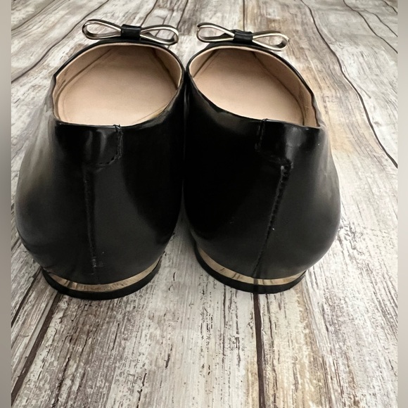 Coach “Wilma” pointed toe gold bow ballet flats black 6.5 - Picture 5 of 6
